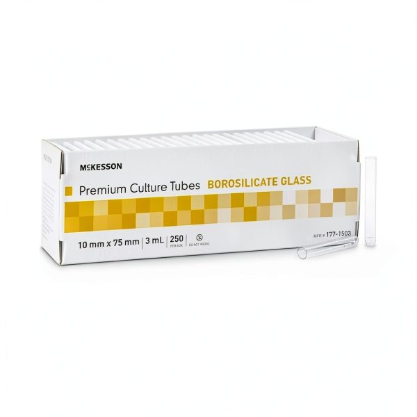 McKesson Glass Culture Tubes Borosilicate 3 mL Rims 250 Count-0
